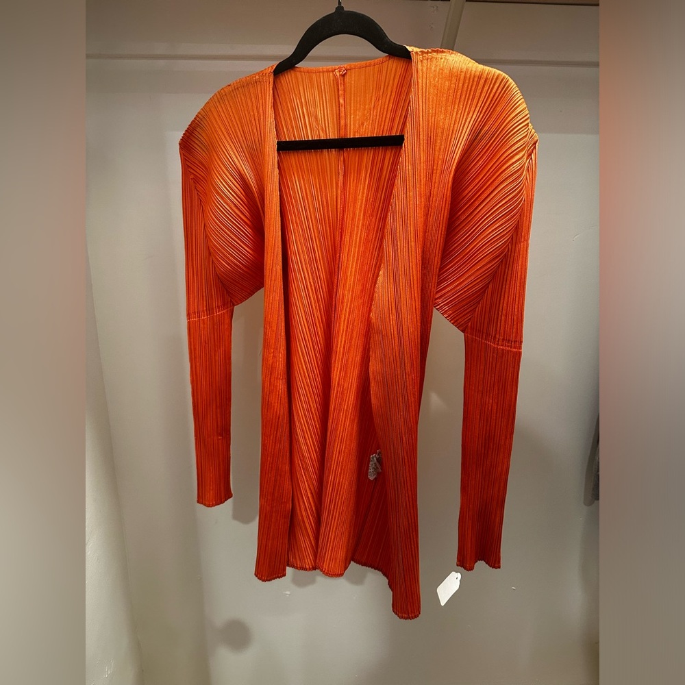 Orange Issey Miyake Pleats Please Cardigan